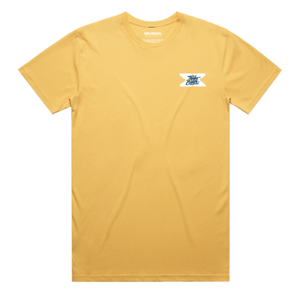 Surfer and time check pattern back print t-shirt from Holachal